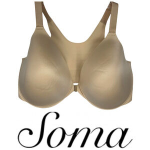 New Soma Vanishing Back Full Coverage Front Close Bra Pale Sand Sz 36G 36 G NWOT
